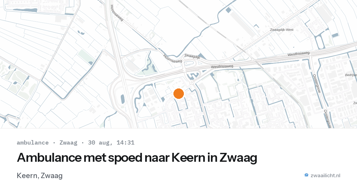 Ambulance met spoed naar Keern in Zwaag — 30 aug 2026