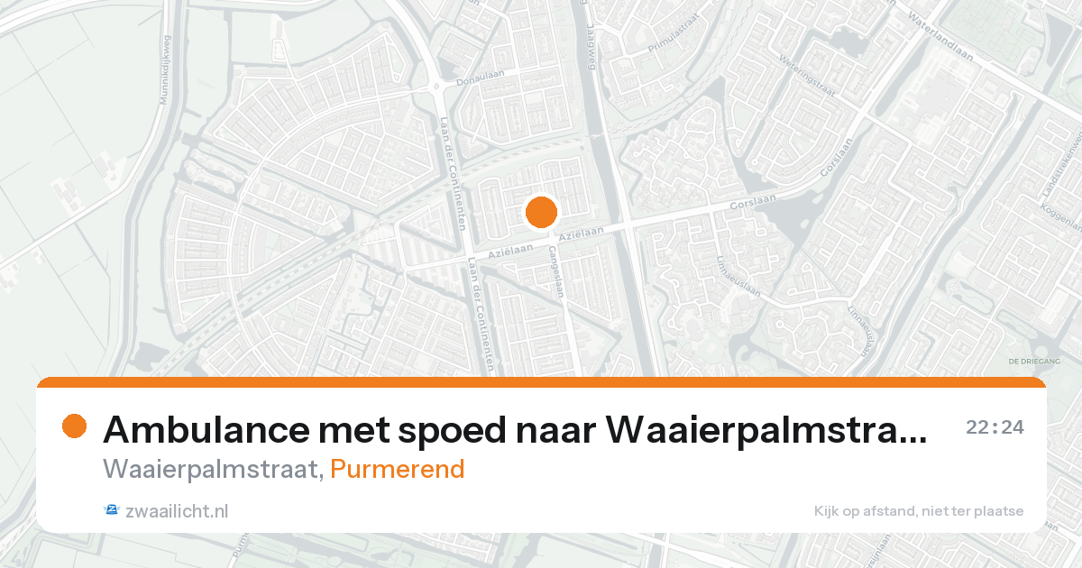Ambulance met spoed naar Waaierpalmstraat in Purmerend — 15 aug 2026