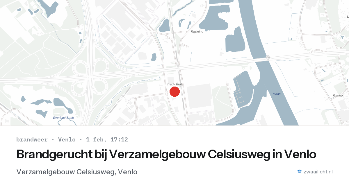 Brandgerucht bij Verzamelgebouw Celsiusweg in Venlo — 1 feb 2026