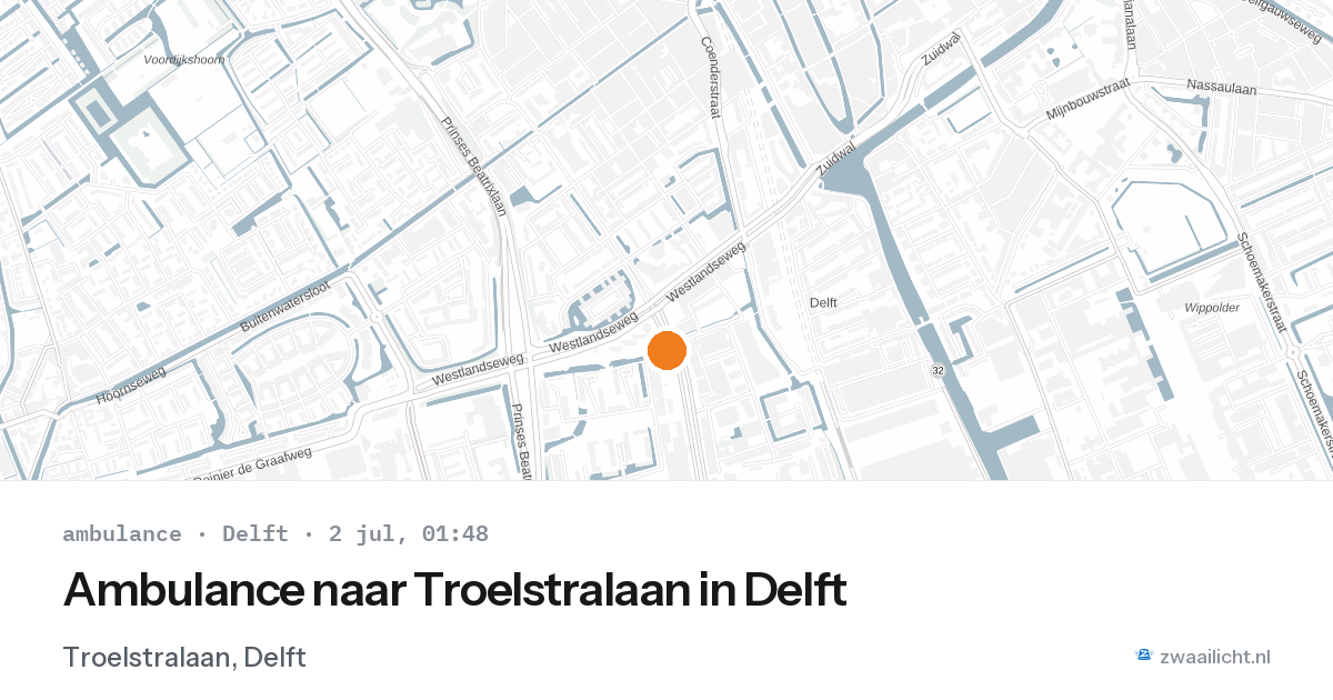 Ambulance naar Troelstralaan in Delft — 1 jul 2026