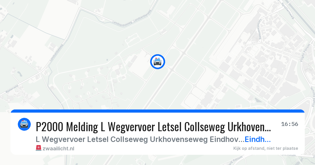 P2000 Melding L Wegvervoer Letsel Collseweg Urkhovenseweg Eindhoven, Eindhoven — 23 jun 2026