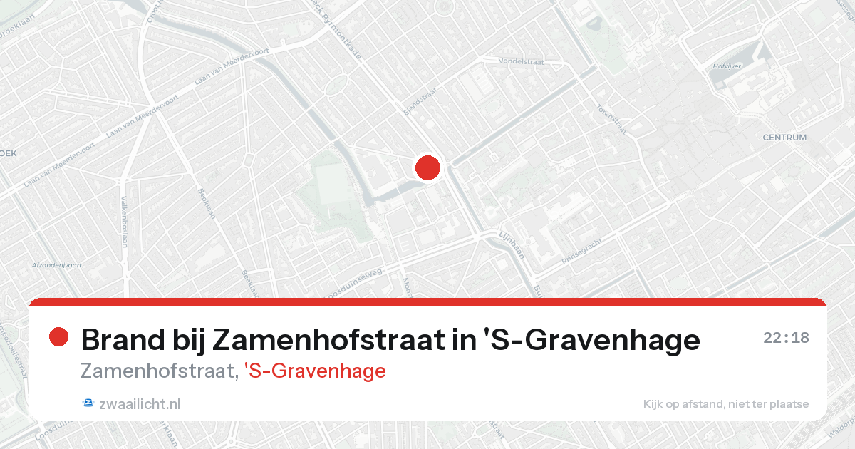 Brand bij Zamenhofstraat in 'S-Gravenhage — 20 aug 2026