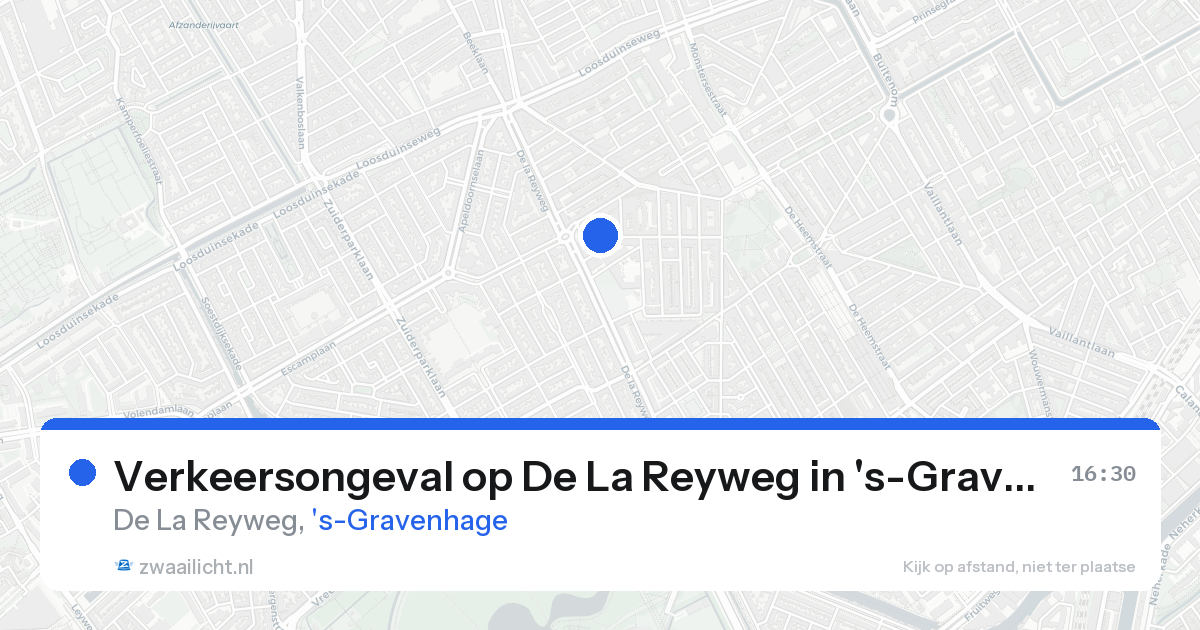 Verkeersongeval op De La Reyweg in 's-Gravenhage — 22 aug 2026