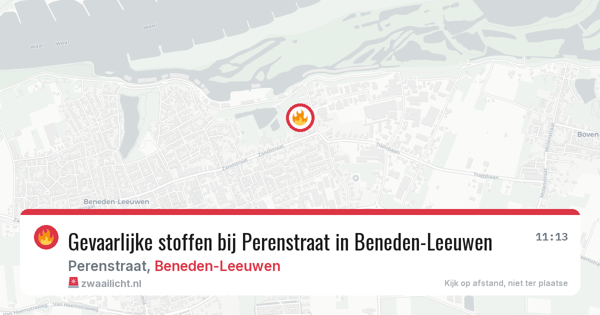 Gevaarlijke stoffen bij Perenstraat in Beneden-Leeuwen — 20 mei 2026