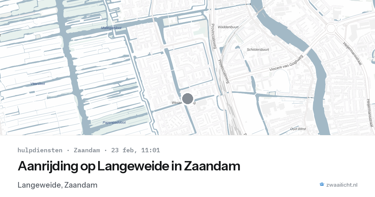 Aanrijding op Langeweide in Zaandam — 23 feb 2026