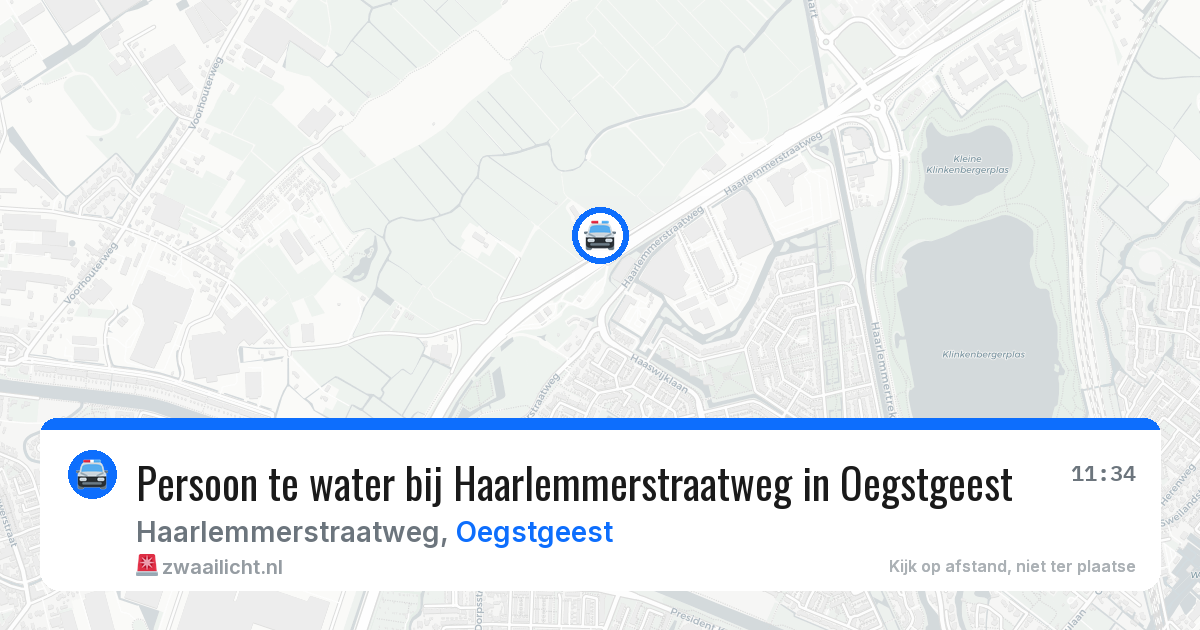 Persoon te water bij Haarlemmerstraatweg in Oegstgeest — 10 mei 2026