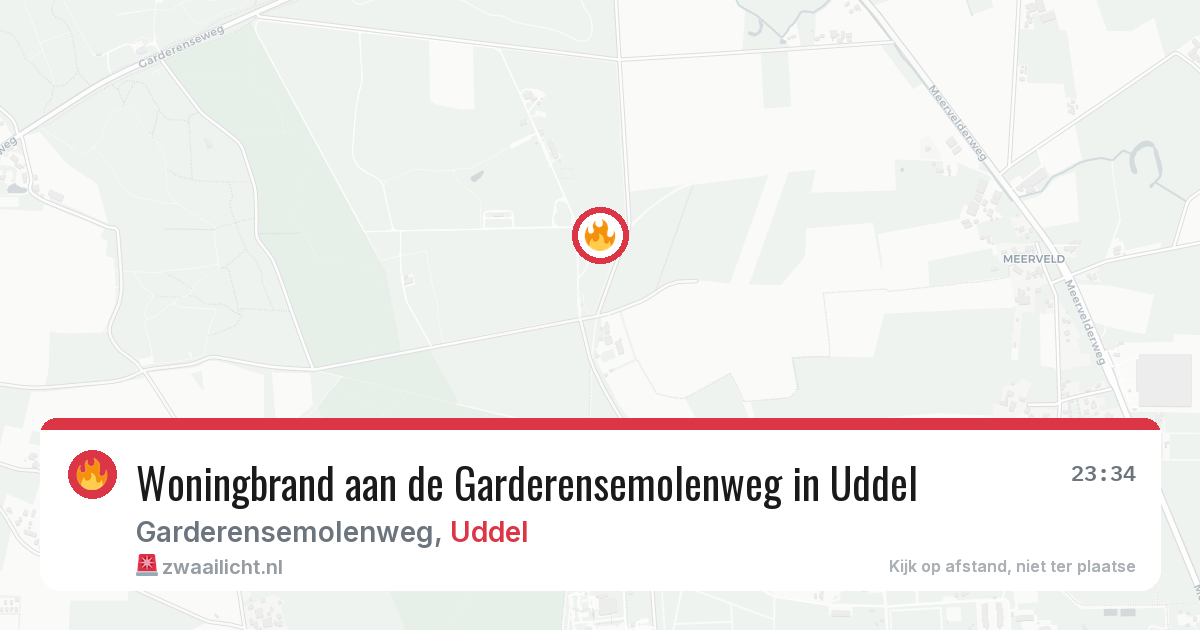 Woningbrand aan de Garderensemolenweg in Uddel — 19 jun 2026