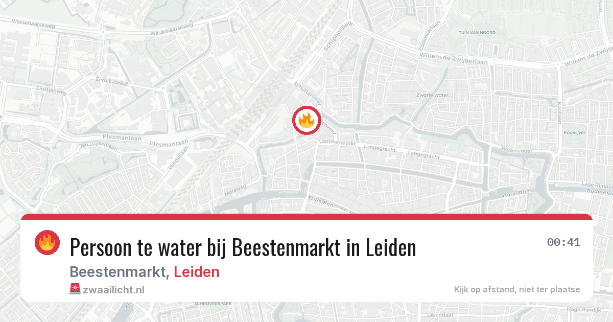 Persoon te water bij Beestenmarkt in Leiden — 13 aug 2026