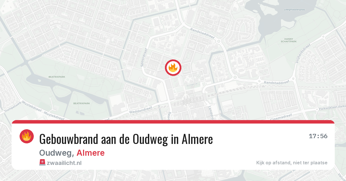 Gebouwbrand aan de Oudweg in Almere — 13 aug 2026