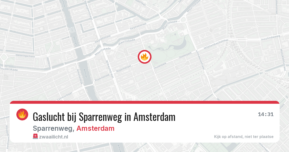 Gaslucht bij Sparrenweg in Amsterdam — 18 jun 2026