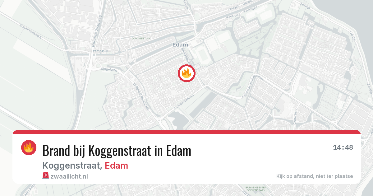 Brand bij Koggenstraat in Edam — 9 aug 2026