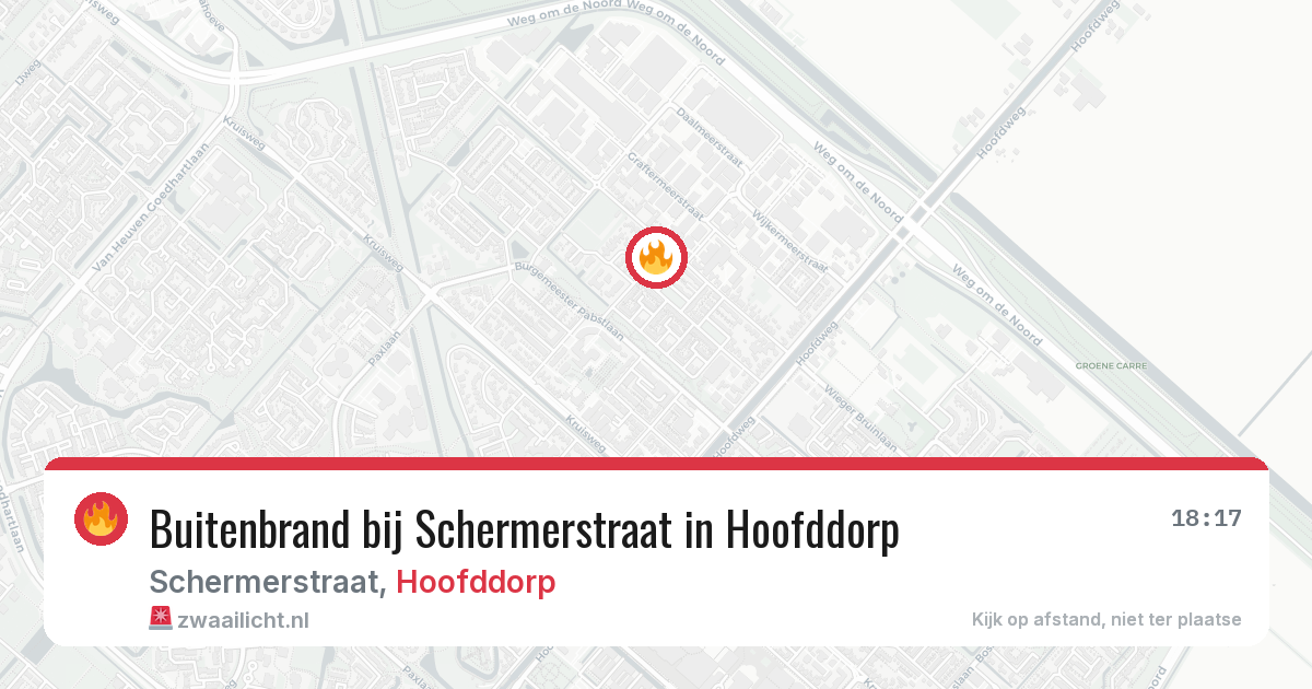 Buitenbrand bij Schermerstraat in Hoofddorp — 5 aug 2026