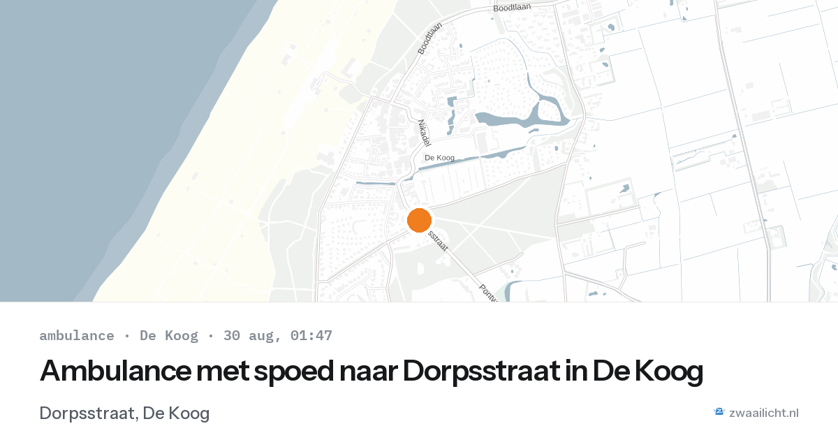 Ambulance met spoed naar Dorpsstraat in De Koog — 29 aug 2026