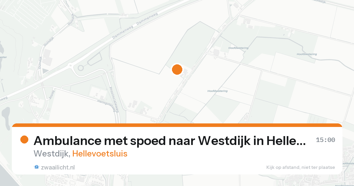 Ambulance met spoed naar Westdijk in Hellevoetsluis — 15 aug 2026