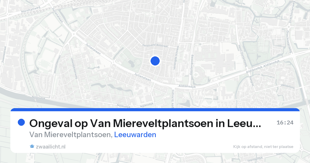 Ongeval op Van Miereveltplantsoen in Leeuwarden — 20 aug 2026