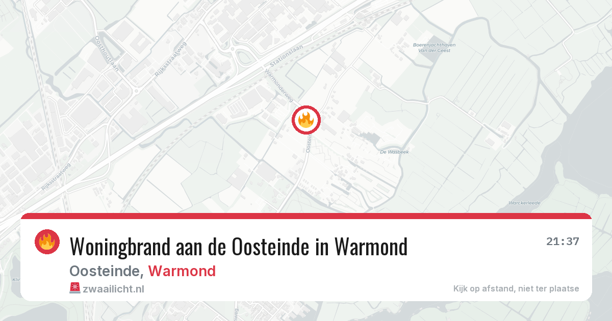 Woningbrand aan de Oosteinde in Warmond — 5 aug 2026