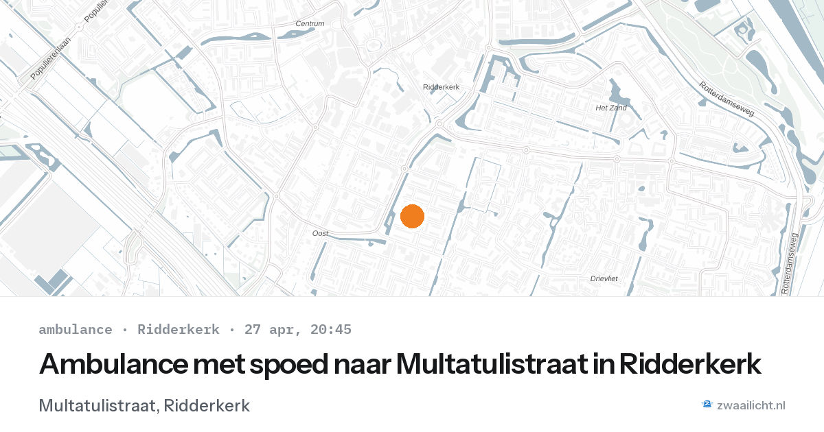 Ambulance met spoed naar Multatulistraat in Ridderkerk — 27 apr 2026