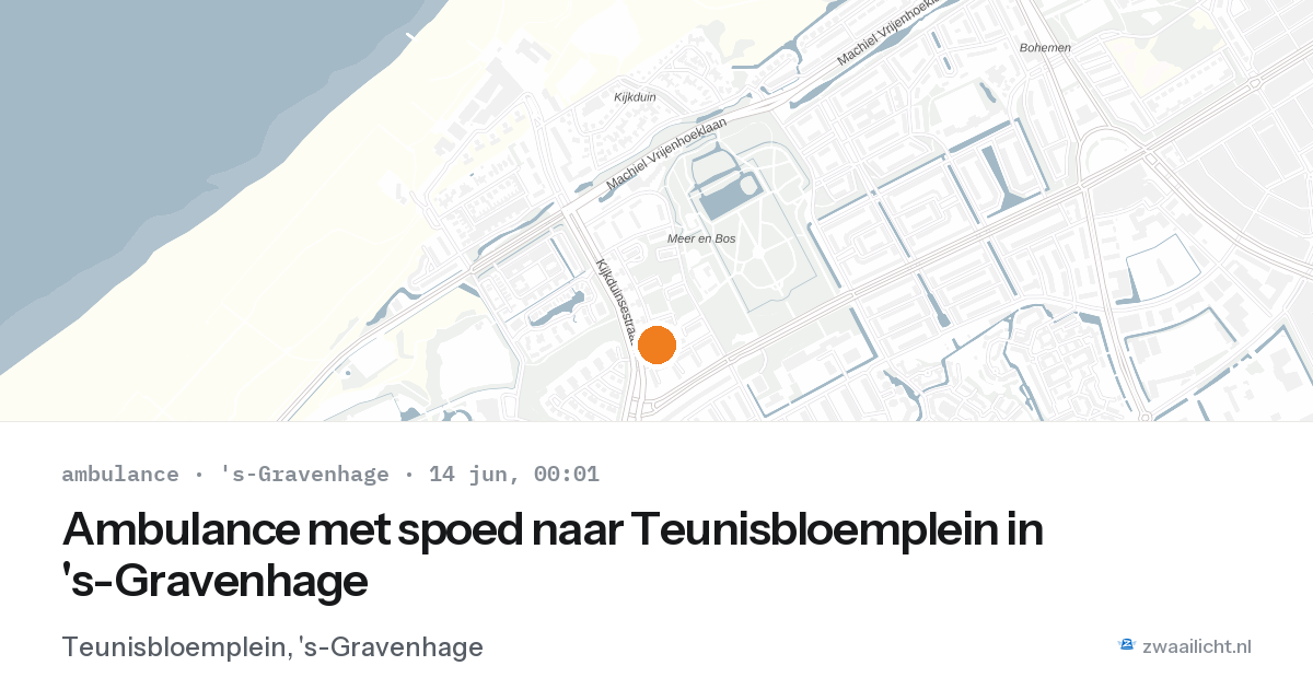 Ambulance met spoed naar Teunisbloemplein in 's-Gravenhage — 13 jun 2026