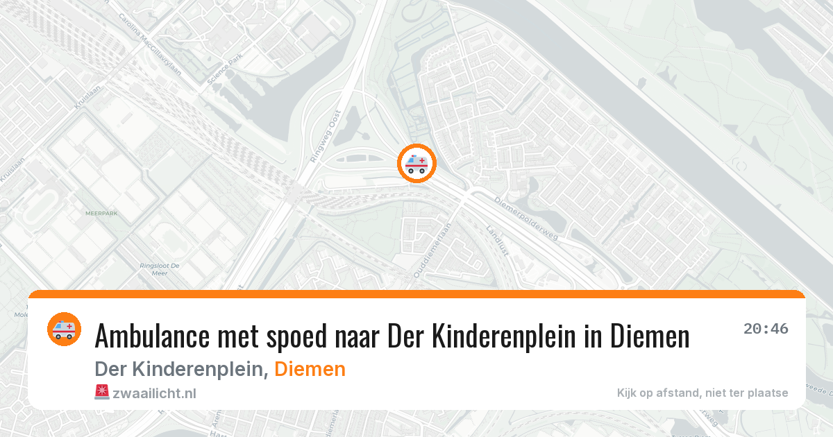 Ambulance met spoed naar Der Kinderenplein in Diemen — 5 jun 2026