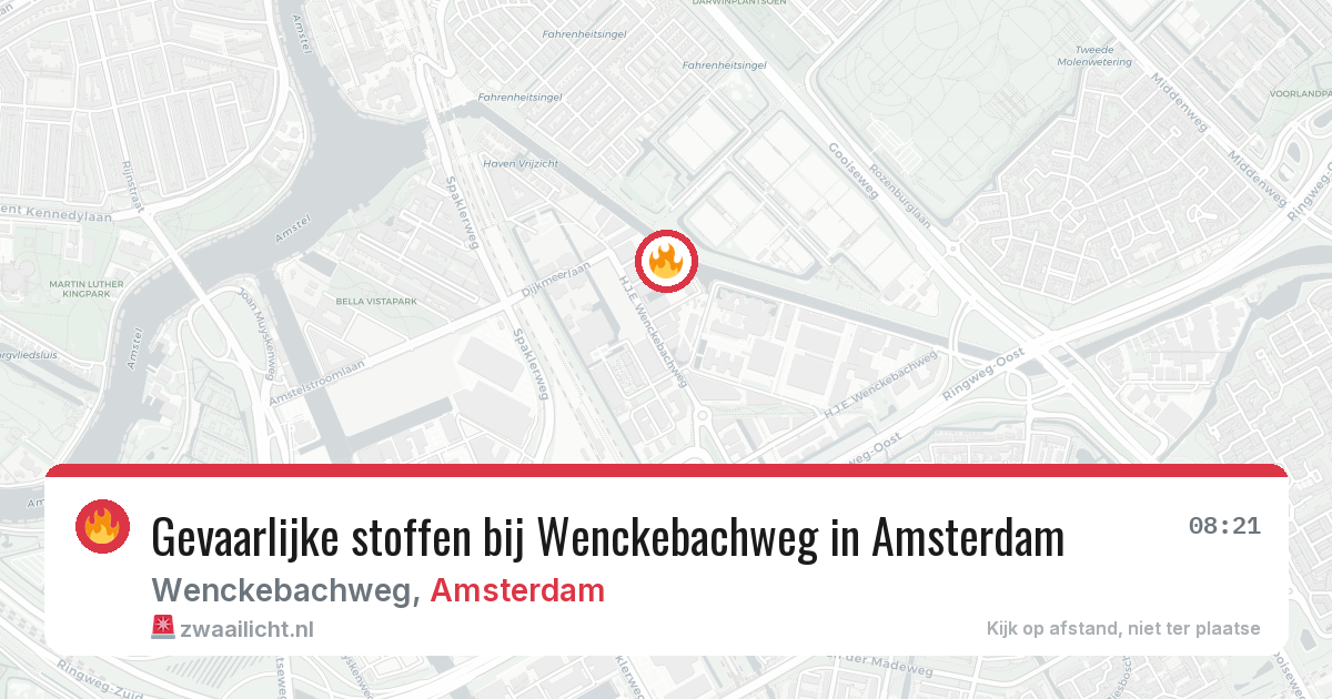 Gevaarlijke stoffen bij Wenckebachweg in Amsterdam — 11 aug 2026