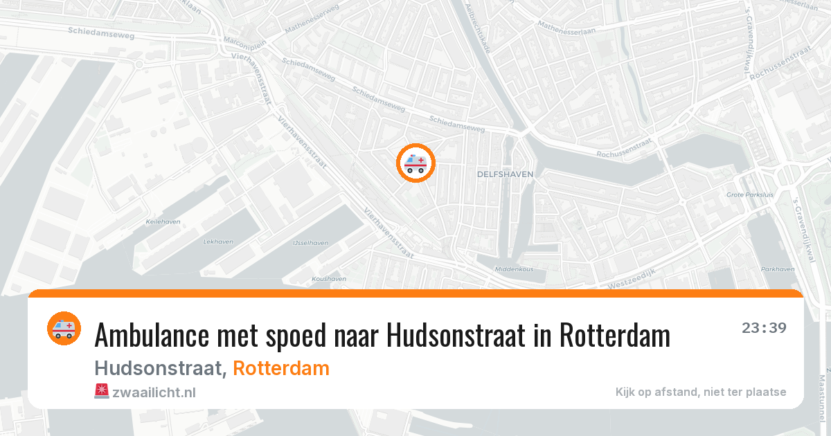 Ambulance met spoed naar Hudsonstraat in Rotterdam — 14 jun 2026
