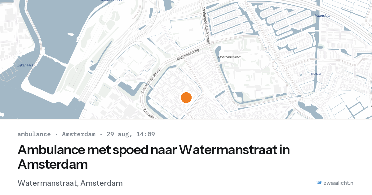 Ambulance met spoed naar Watermanstraat in Amsterdam — 29 aug 2026