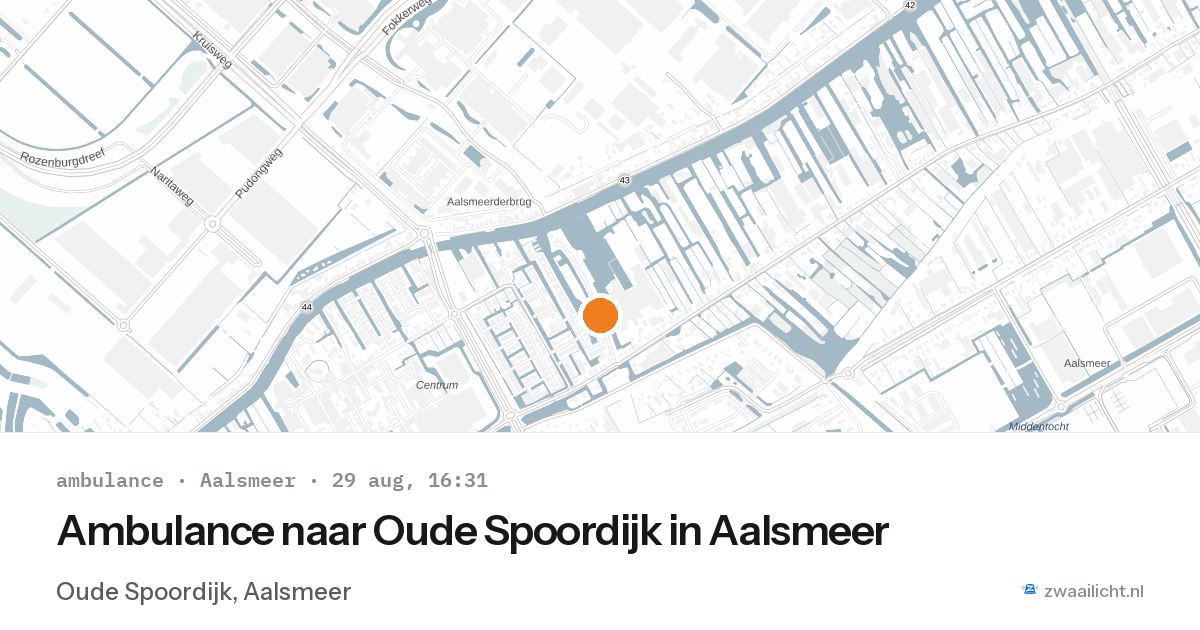 Ambulance naar Oude Spoordijk in Aalsmeer — 29 aug 2026