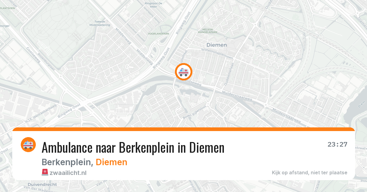 Ambulance naar Berkenplein in Diemen — 23 mrt 2026
