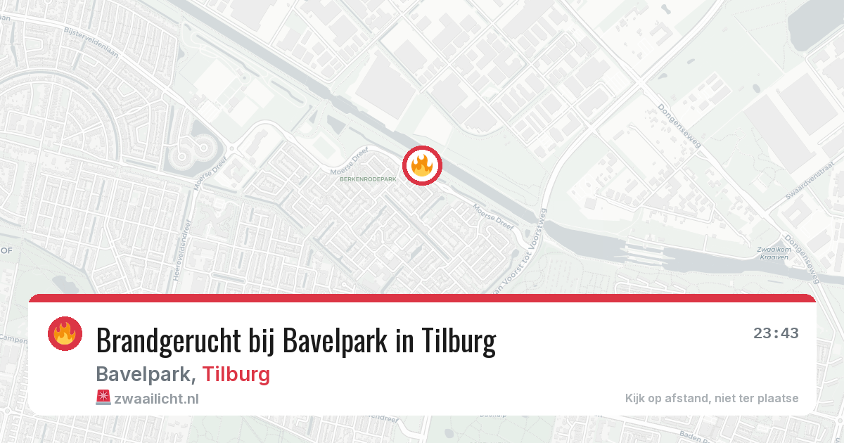 Brandgerucht bij Bavelpark in Tilburg — 8 jul 2026