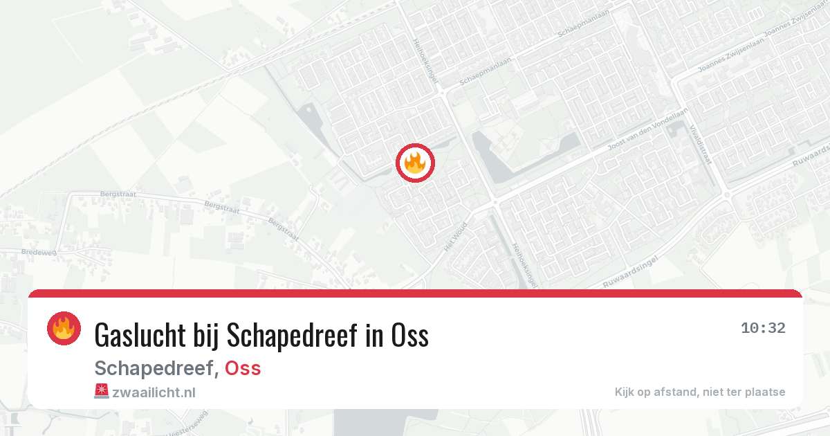 Gaslucht bij Schapedreef in Oss — 27 jul 2026