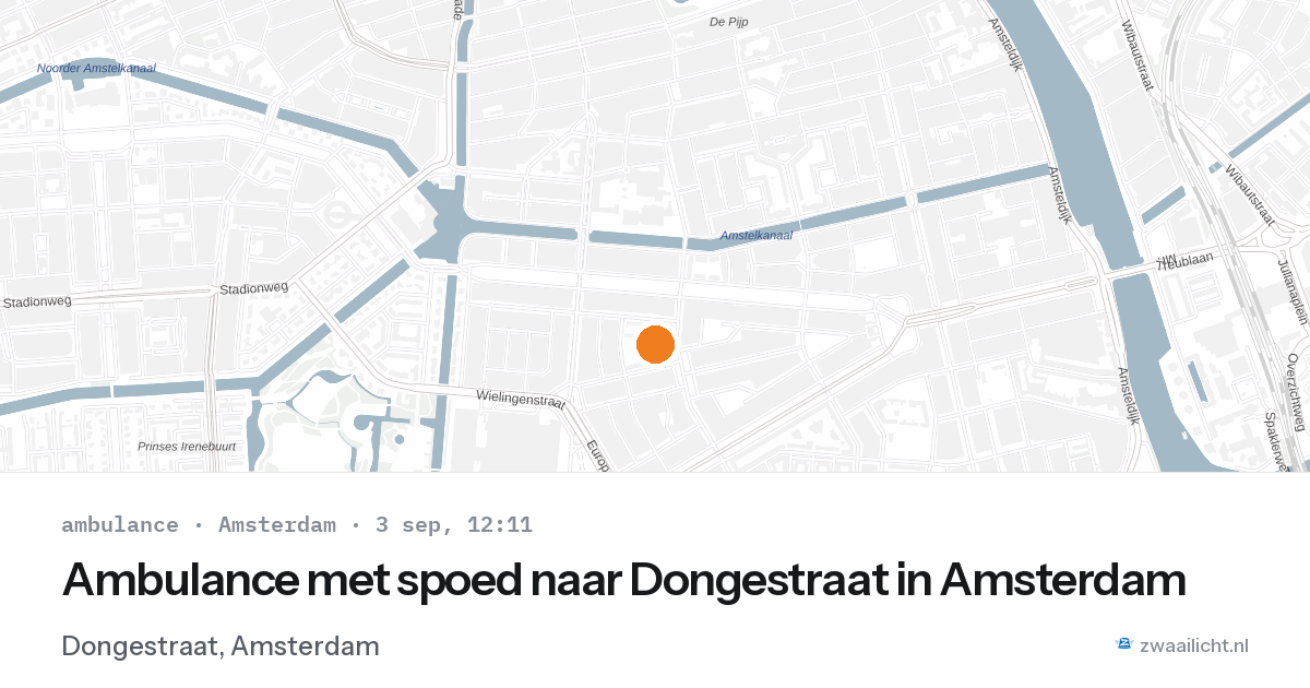 Ambulance met spoed naar Dongestraat in Amsterdam — 3 sep 2026