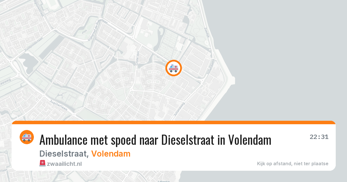 Ambulance met spoed naar Dieselstraat in Volendam — 25 jun 2026