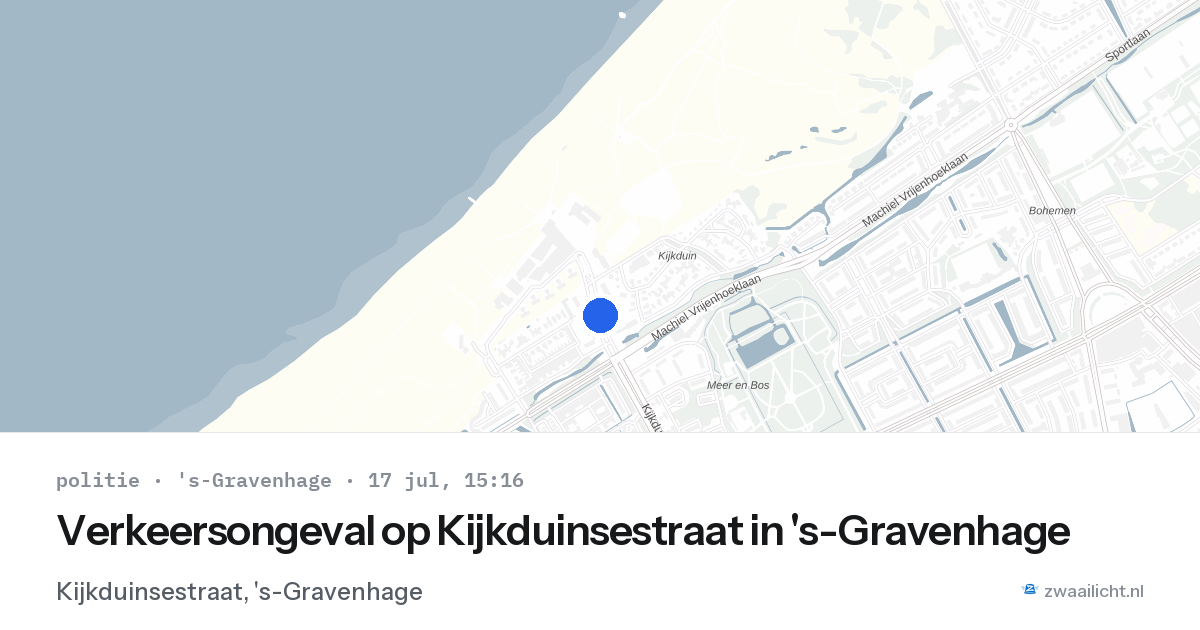 Verkeersongeval op Kijkduinsestraat in 's-Gravenhage — 17 jul 2026