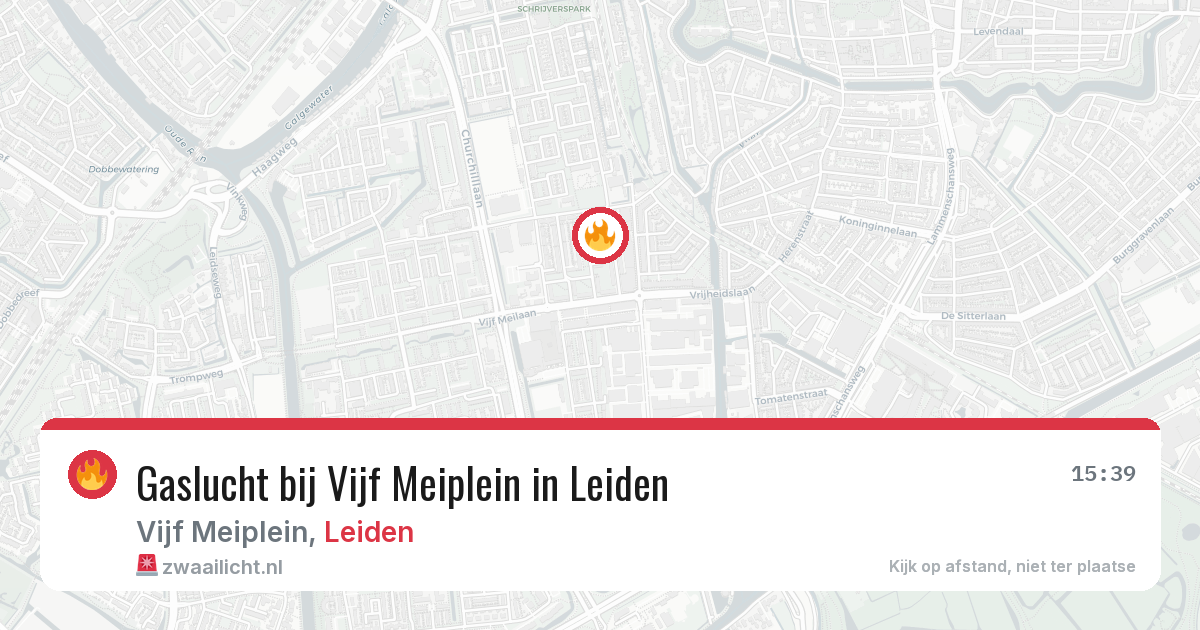 Gaslucht bij Vijf Meiplein in Leiden — 12 jun 2026