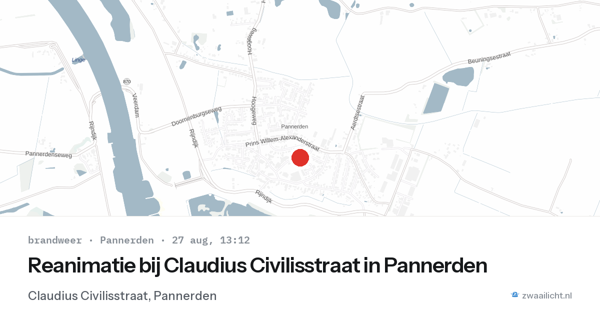 Reanimatie bij Claudius Civilisstraat in Pannerden — 27 aug 2026