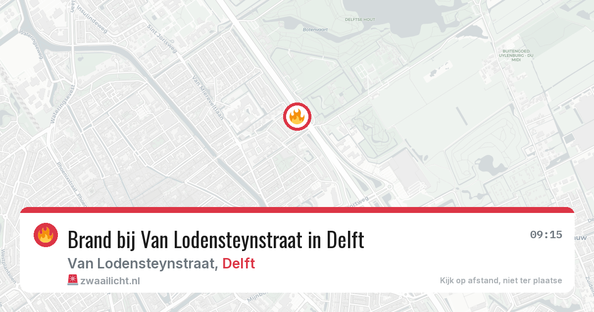 Brand bij Van Lodensteynstraat in Delft — 5 jun 2026