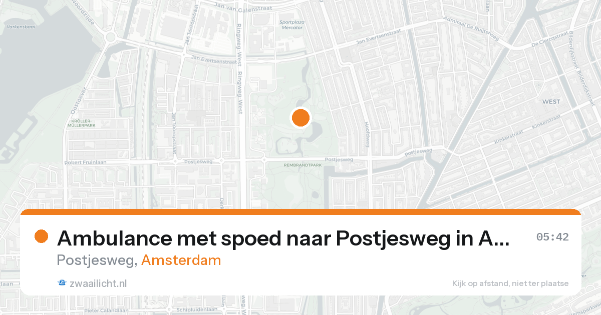 Ambulance met spoed naar Postjesweg in Amsterdam — 17 aug 2026