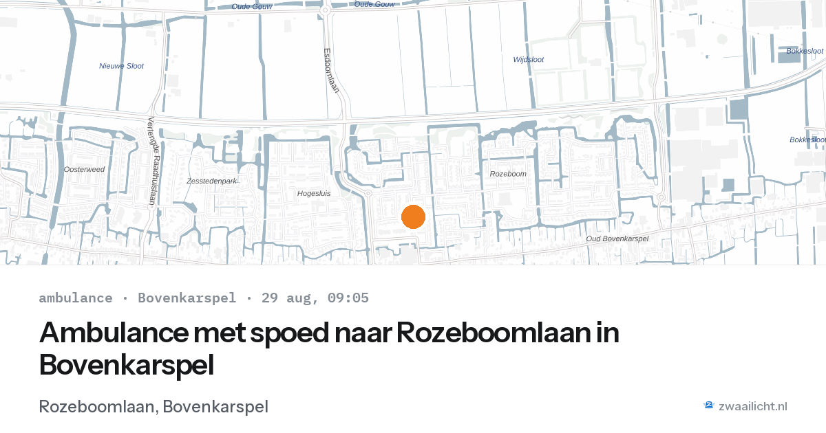 Ambulance met spoed naar Rozeboomlaan in Bovenkarspel — 29 aug 2026