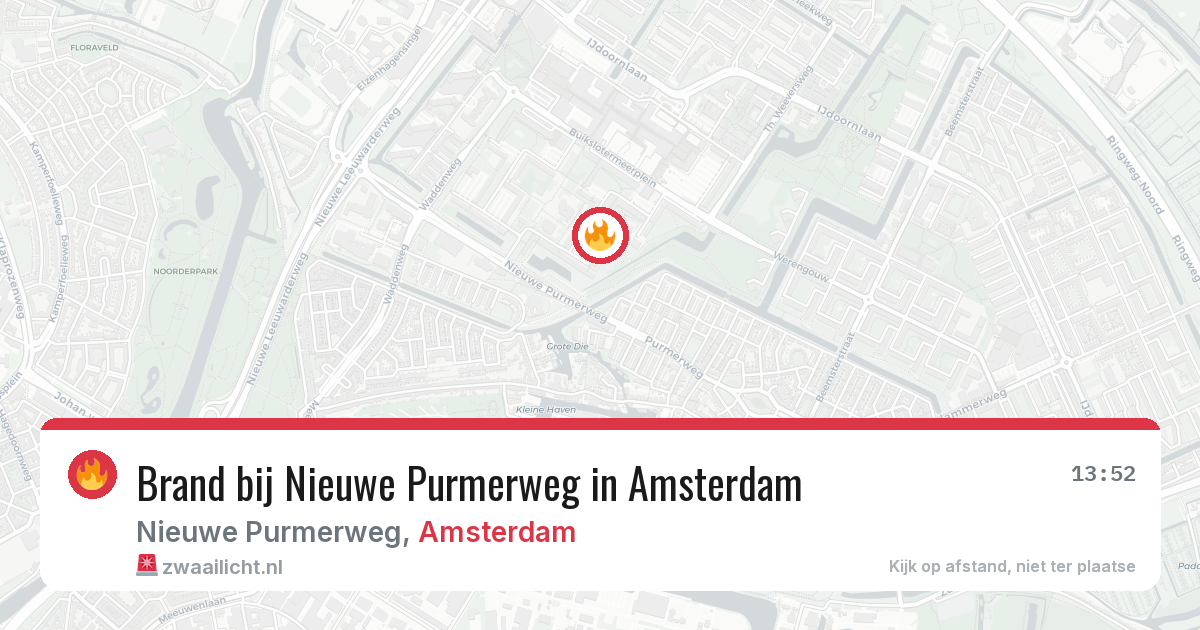 Brand bij Nieuwe Purmerweg in Amsterdam — 25 mrt 2026