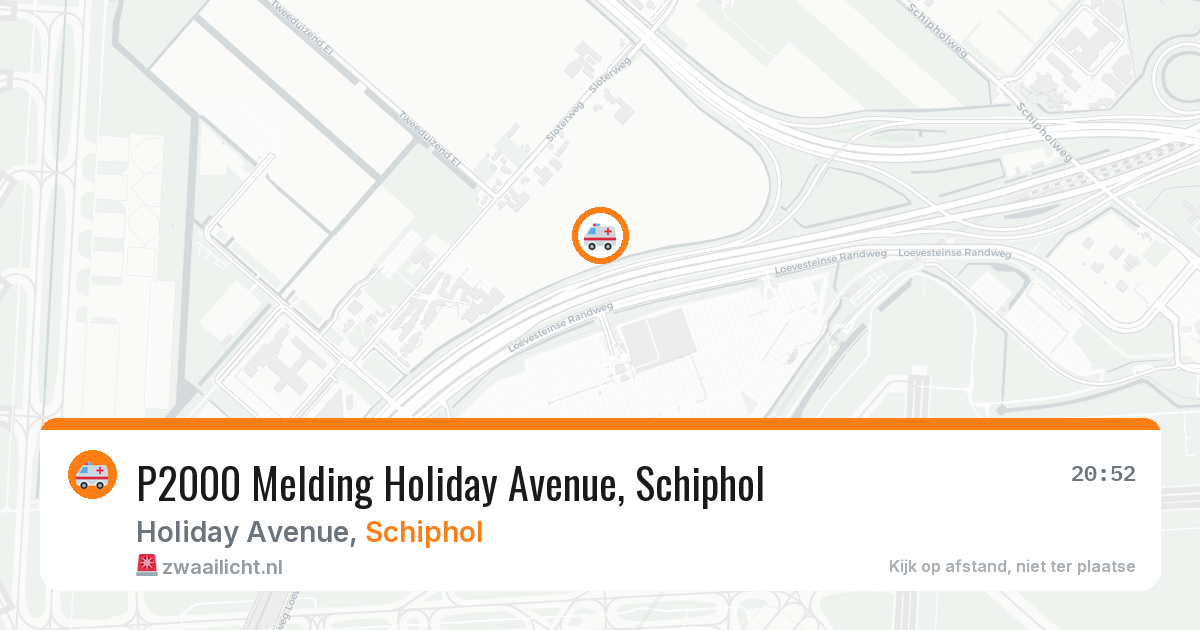 P2000 Melding Holiday Avenue, Schiphol — 6 jul 2026