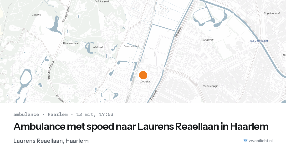 Ambulance met spoed naar Laurens Reaellaan in Haarlem — 13 mrt 2026