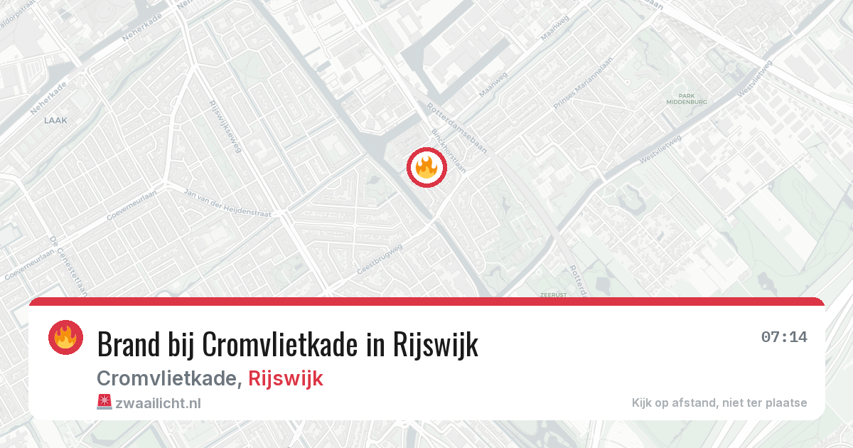 Brand bij Cromvlietkade in Rijswijk — 26 jun 2026