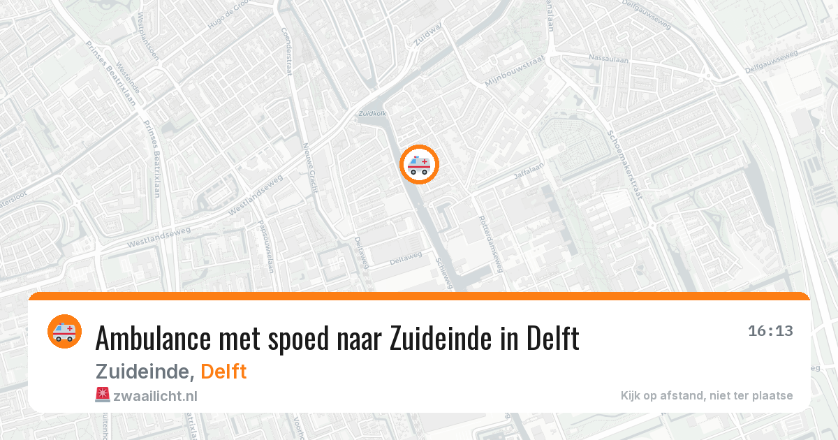 Ambulance met spoed naar Zuideinde in Delft — 22 mei 2026