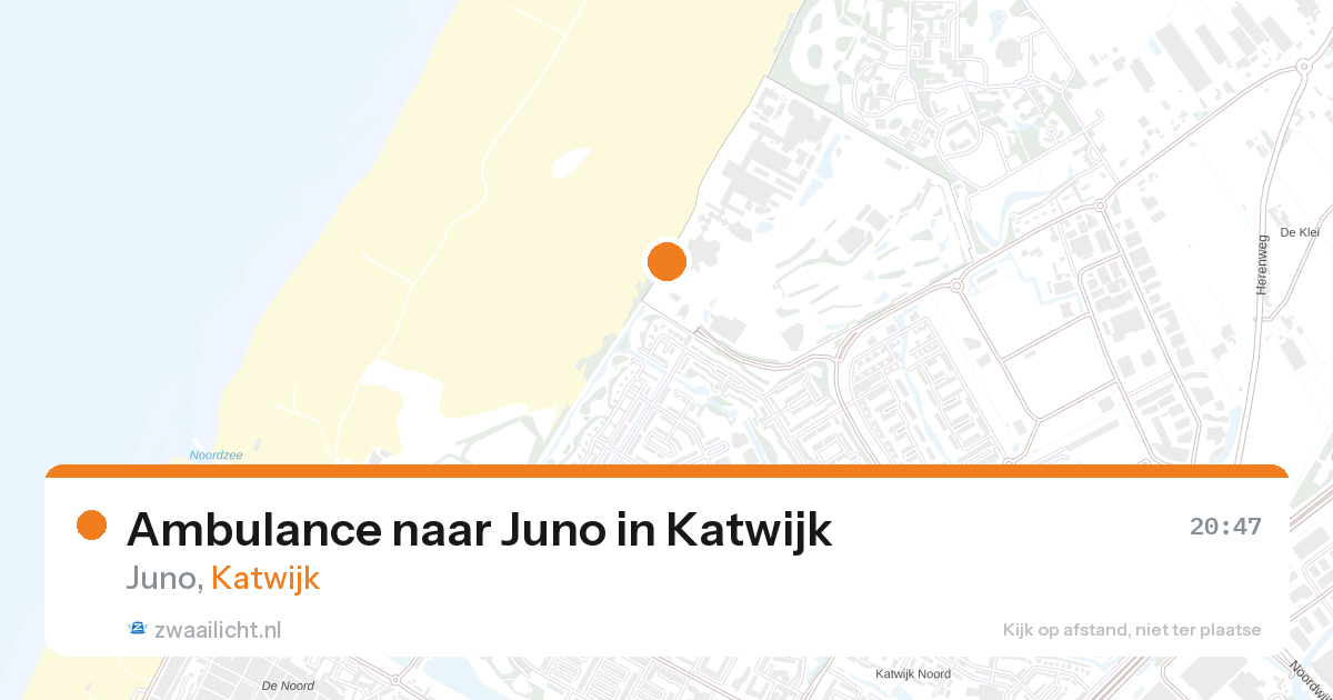 Ambulance naar Juno in Katwijk — 28 aug 2026