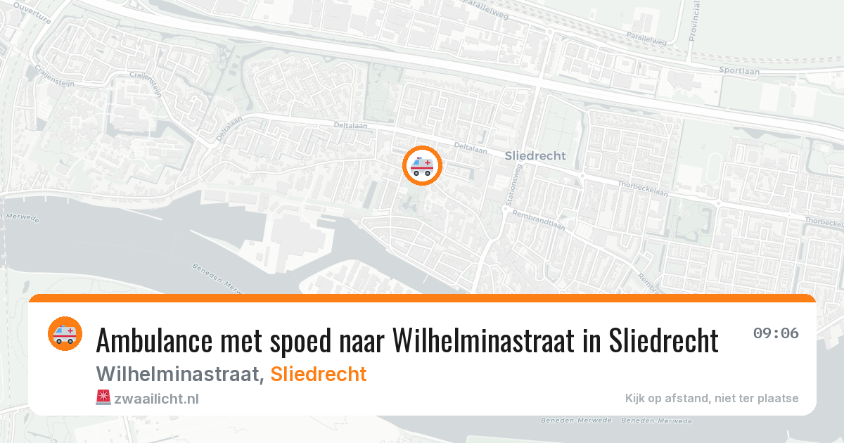 Ambulance met spoed naar Wilhelminastraat in Sliedrecht — 1 jun 2026
