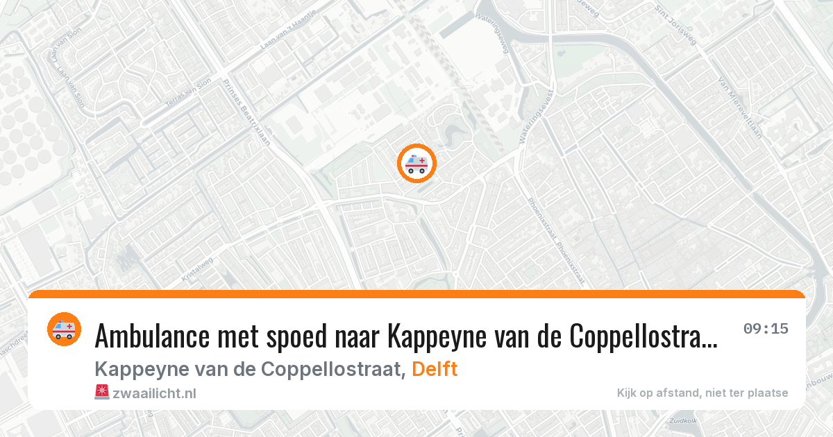 Ambulance met spoed naar Kappeyne van de Coppellostraat in Delft — 18 mei 2026