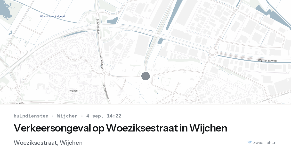 Verkeersongeval op Woeziksestraat in Wijchen — 4 sep 2026
