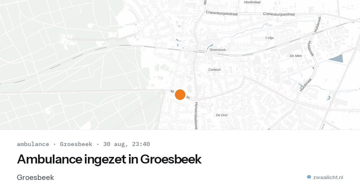 Ambulance ingezet in Groesbeek — 30 aug 2026