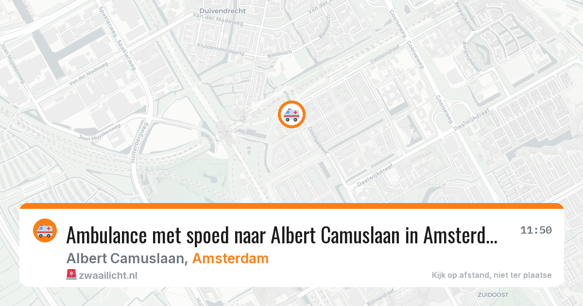 Ambulance met spoed naar Albert Camuslaan in Amsterdam — 16 mrt 2026