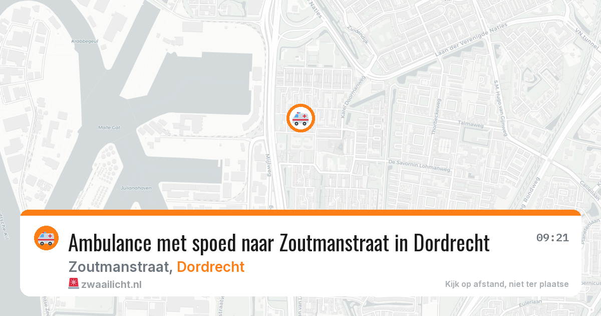 Ambulance met spoed naar Zoutmanstraat in Dordrecht — 16 mei 2026